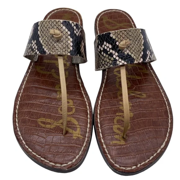 Sam Edelman Womens Shoes Gus Sandals Snake Leather Slip On Thong Casual Size 8 - Picture 4 of 11